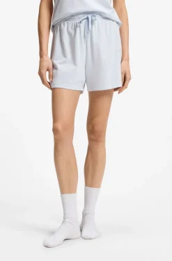 Stretch-cotton pyjama shorts with branded cords