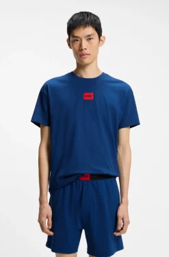 Stretch-cotton pyjamas with logo labels