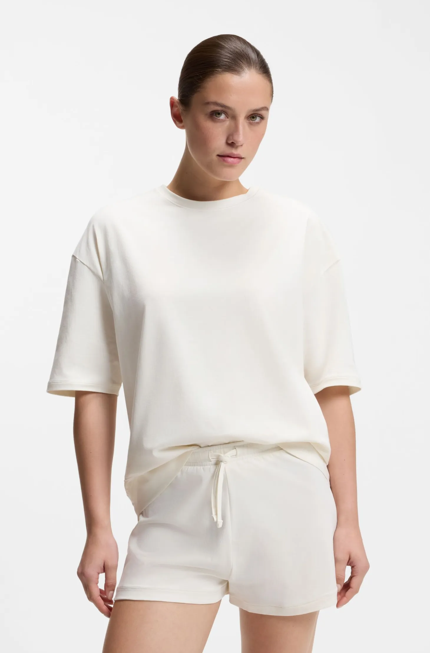 Stretch-cotton pyjamas with mesh logo inserts