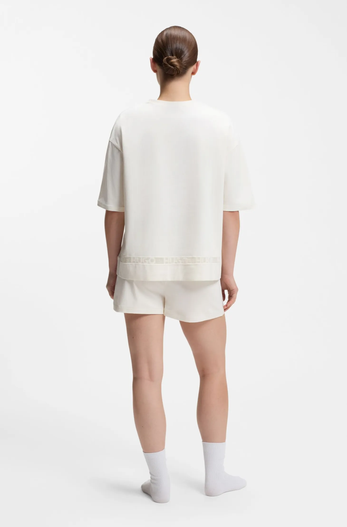 Stretch-cotton pyjamas with mesh logo inserts