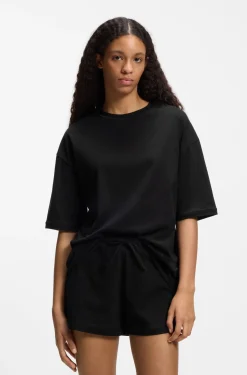 Stretch-cotton pyjamas with mesh logo inserts