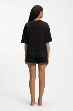 Stretch-cotton pyjamas with mesh logo inserts