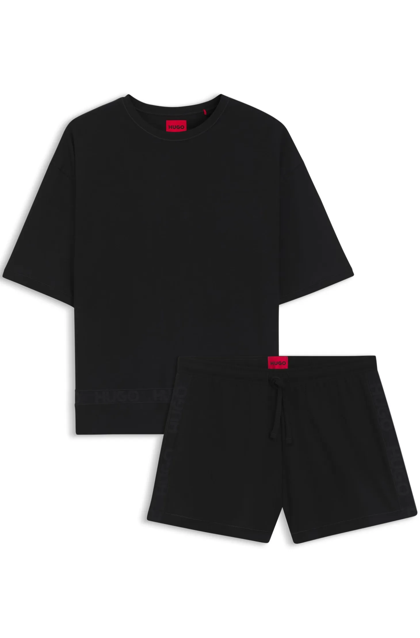 Stretch-cotton pyjamas with mesh logo inserts