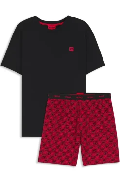 Stretch-cotton pyjamas with stacked logos