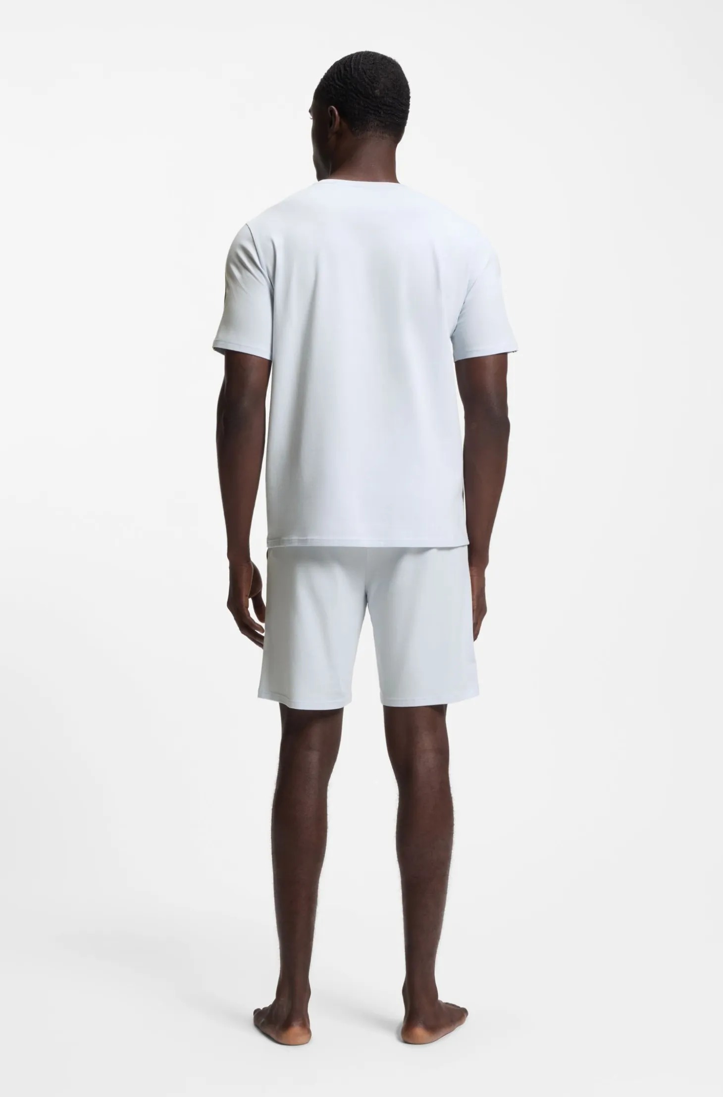 Stretch-cotton pyjama top with signature-stripe tape