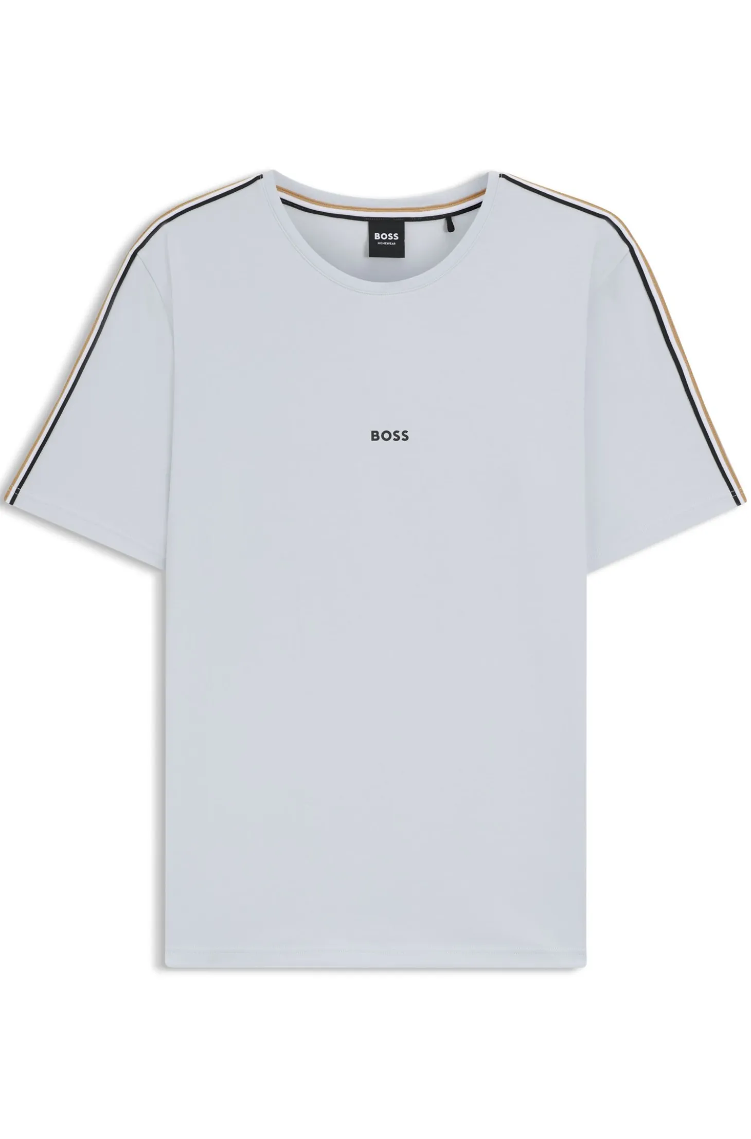 Stretch-cotton pyjama top with signature-stripe tape