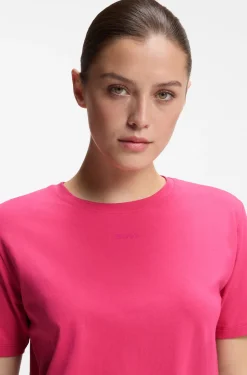 Stretch-cotton pyjama T-shirt with logo print