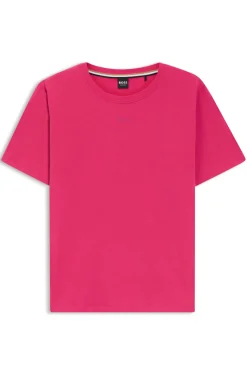 Stretch-cotton pyjama T-shirt with logo print