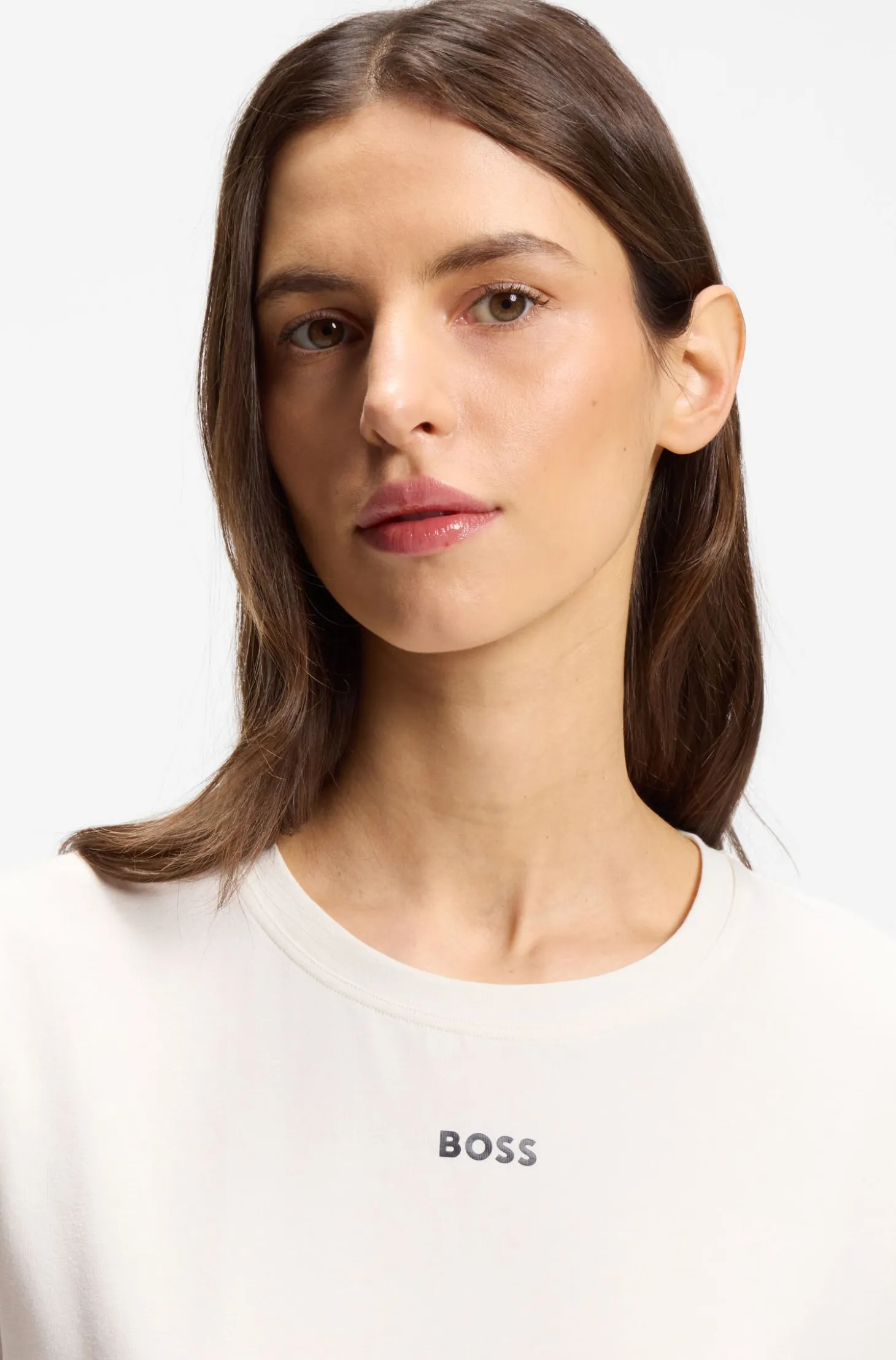 Stretch-cotton pyjama T-shirt with logo print