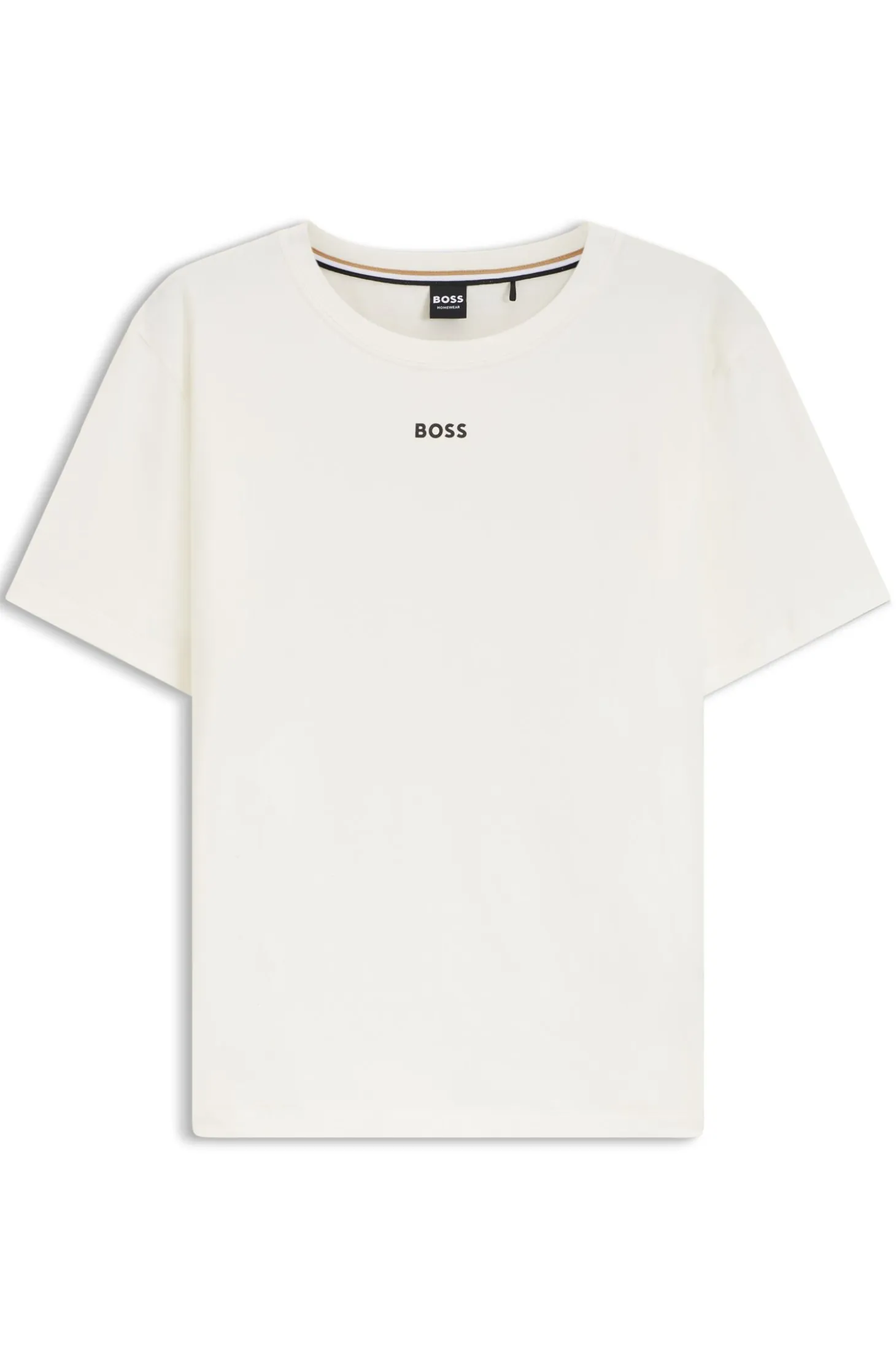 Stretch-cotton pyjama T-shirt with logo print