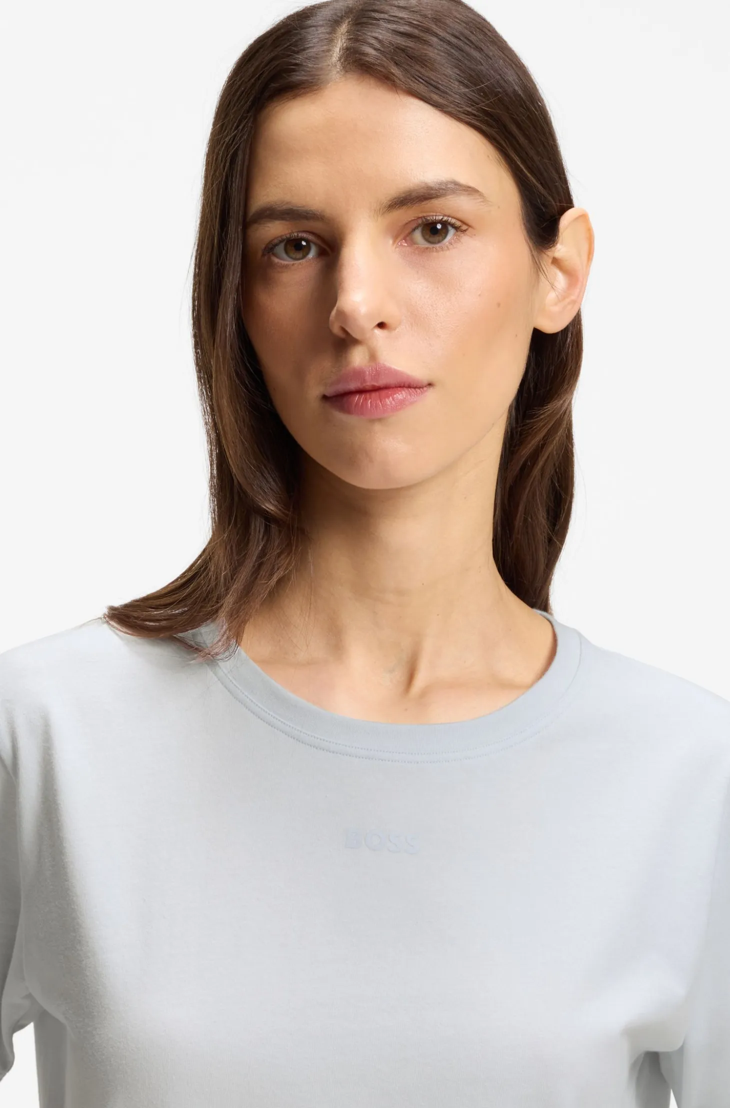 Stretch-cotton pyjama T-shirt with logo print
