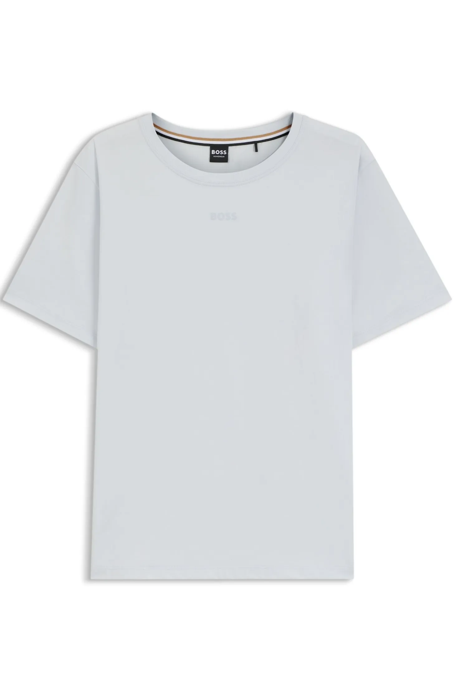 Stretch-cotton pyjama T-shirt with logo print