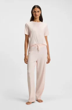 Stretch-cotton pyjama T-shirt with logo print