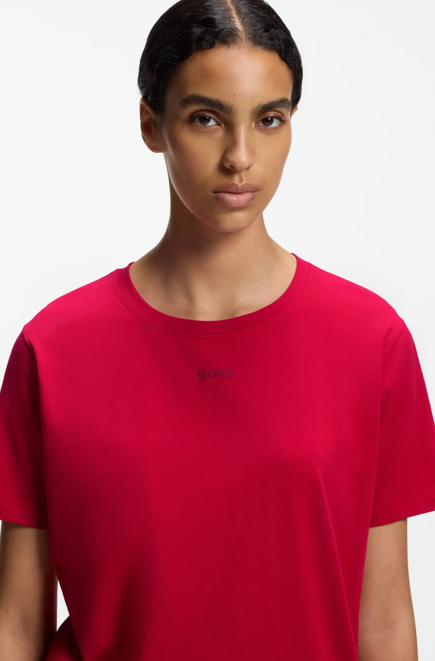 Stretch-cotton pyjama T-shirt with logo print