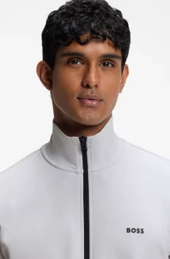 Stretch-cotton regular-fit tracksuit set with stripe inserts