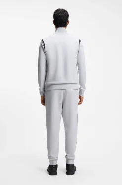 Stretch-cotton regular-fit tracksuit set with stripe inserts