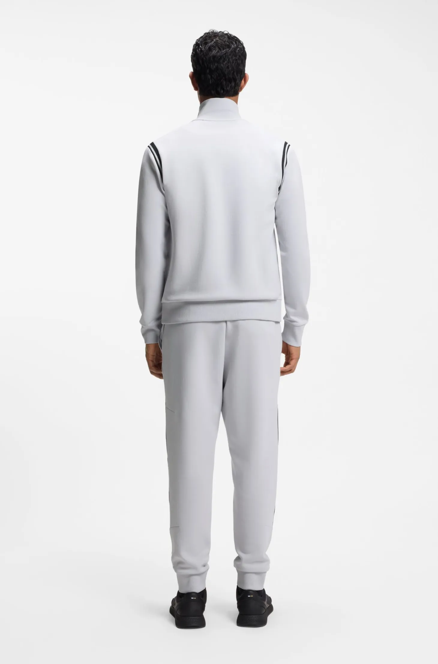 Stretch-cotton regular-fit tracksuit set with stripe inserts