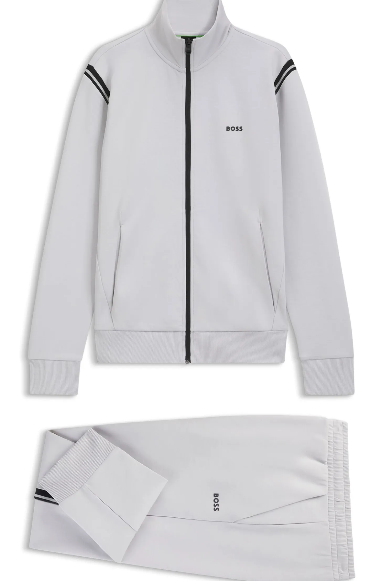 Stretch-cotton regular-fit tracksuit set with stripe inserts
