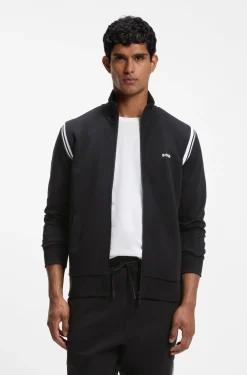 Stretch-cotton regular-fit tracksuit set with stripe inserts