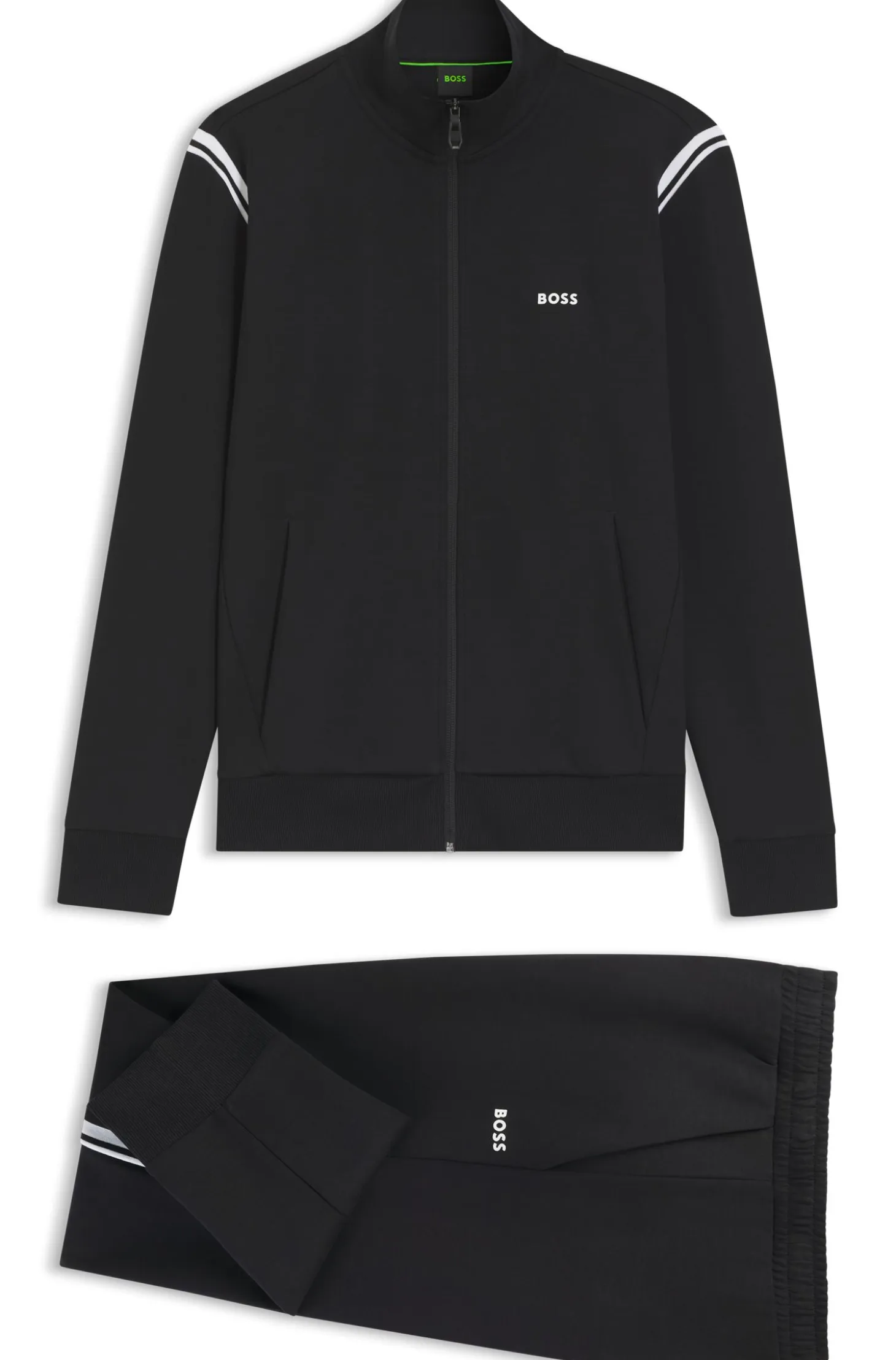 Stretch-cotton regular-fit tracksuit set with stripe inserts