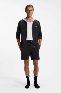 Stretch-cotton shorts with embroidered logo