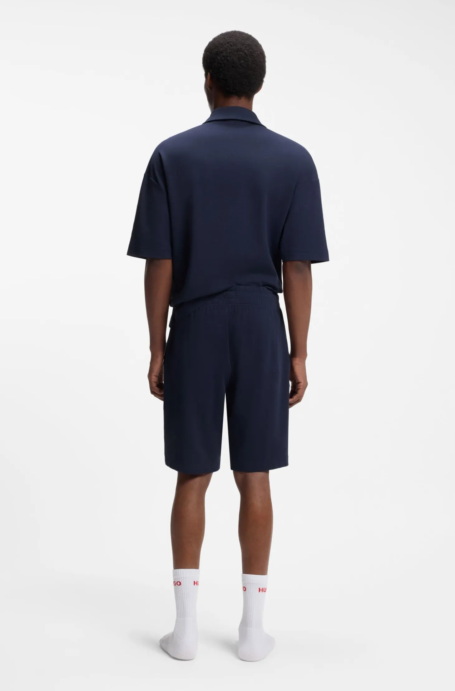 Stretch-cotton shorts with logo tape