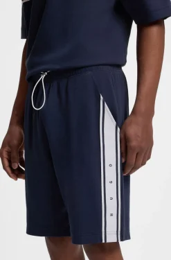 Stretch-cotton shorts with logo tape
