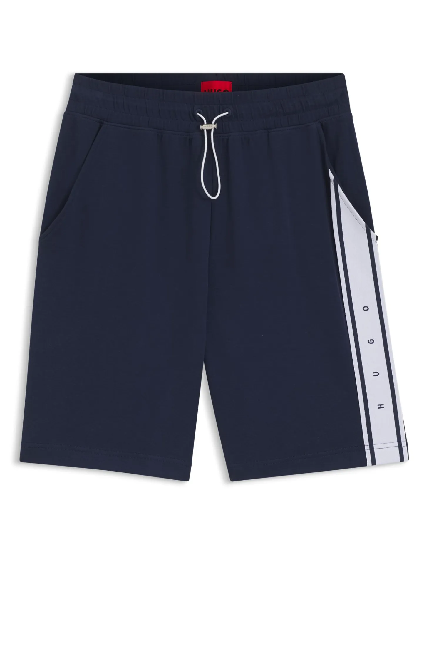 Stretch-cotton shorts with logo tape
