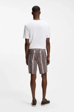Stretch-cotton shorts with printed pattern