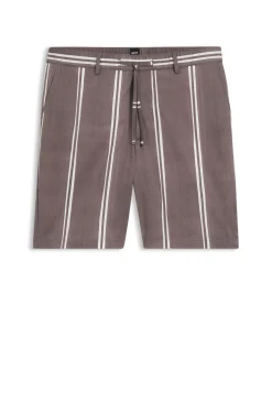 Stretch-cotton shorts with printed pattern
