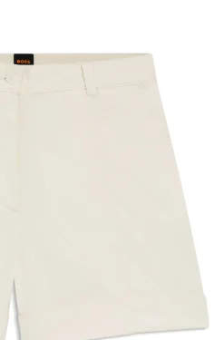 Stretch-cotton shorts with turn-up hems