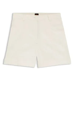 Stretch-cotton shorts with turn-up hems