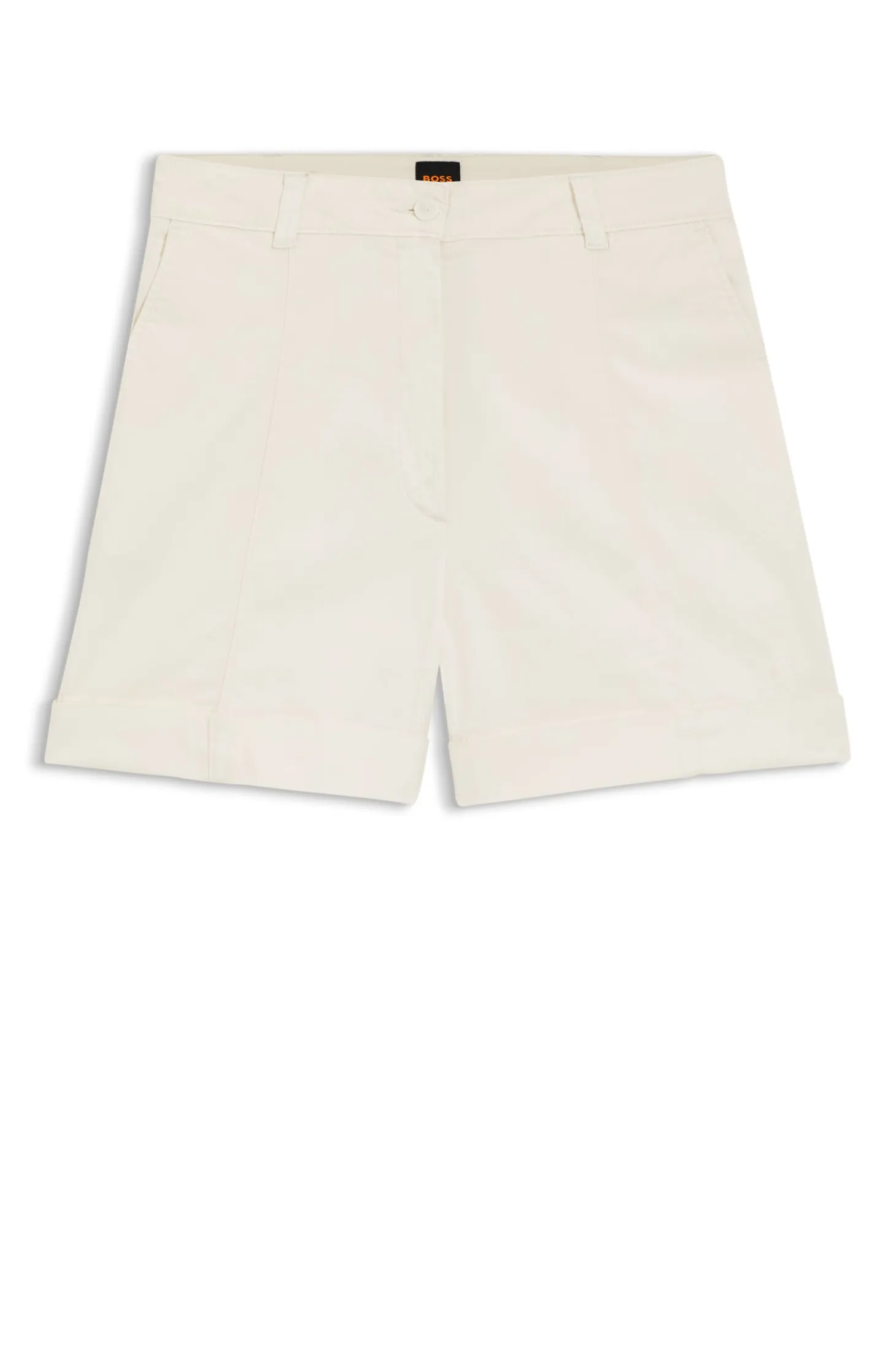 Stretch-cotton shorts with turn-up hems