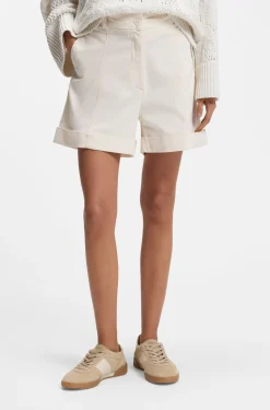 Stretch-cotton shorts with turn-up hems