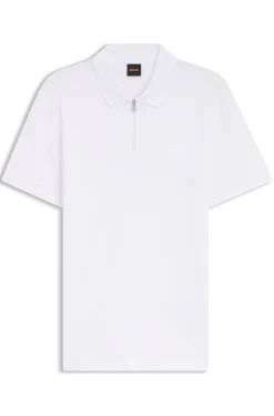 Stretch-cotton slim-fit polo shirt with logo patch