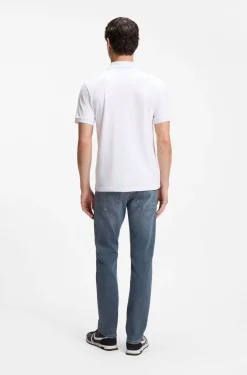 Stretch-cotton slim-fit polo shirt with logo patch