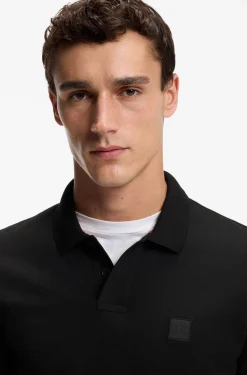 Stretch-cotton slim-fit polo shirt with logo patch
