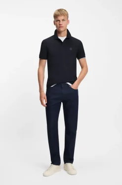 Stretch-cotton slim-fit polo shirt with logo patch