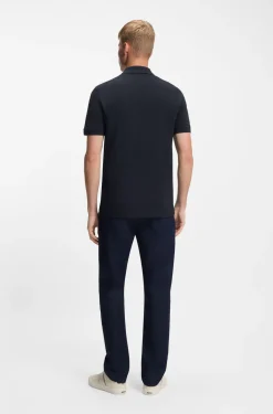 Stretch-cotton slim-fit polo shirt with logo patch