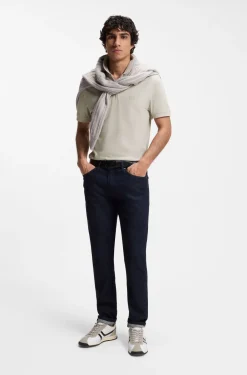 Stretch-cotton slim-fit polo shirt with logo patch