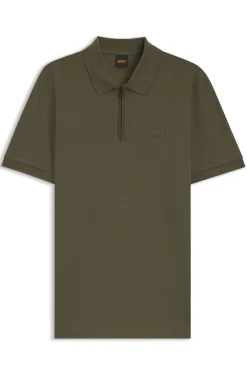 Stretch-cotton slim-fit polo shirt with logo patch