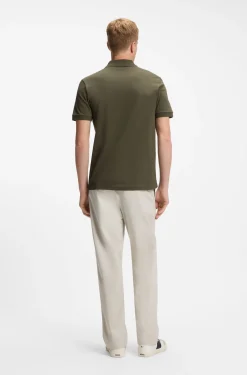 Stretch-cotton slim-fit polo shirt with logo patch