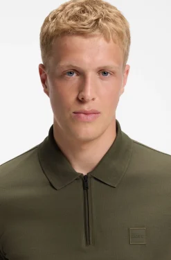 Stretch-cotton slim-fit polo shirt with logo patch