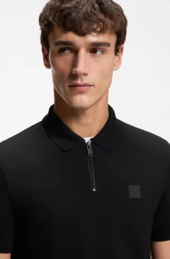 Stretch-cotton slim-fit polo shirt with logo patch