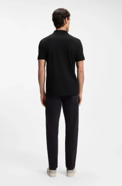 Stretch-cotton slim-fit polo shirt with logo patch