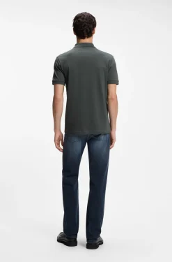 Stretch-cotton slim-fit polo shirt with logo patch
