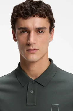 Stretch-cotton slim-fit polo shirt with logo patch