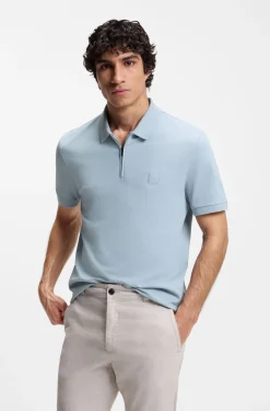 Stretch-cotton slim-fit polo shirt with logo patch