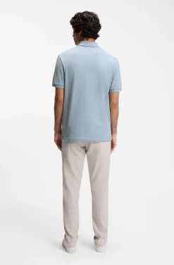 Stretch-cotton slim-fit polo shirt with logo patch