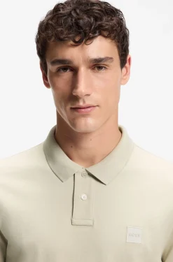 Stretch-cotton slim-fit polo shirt with logo patch
